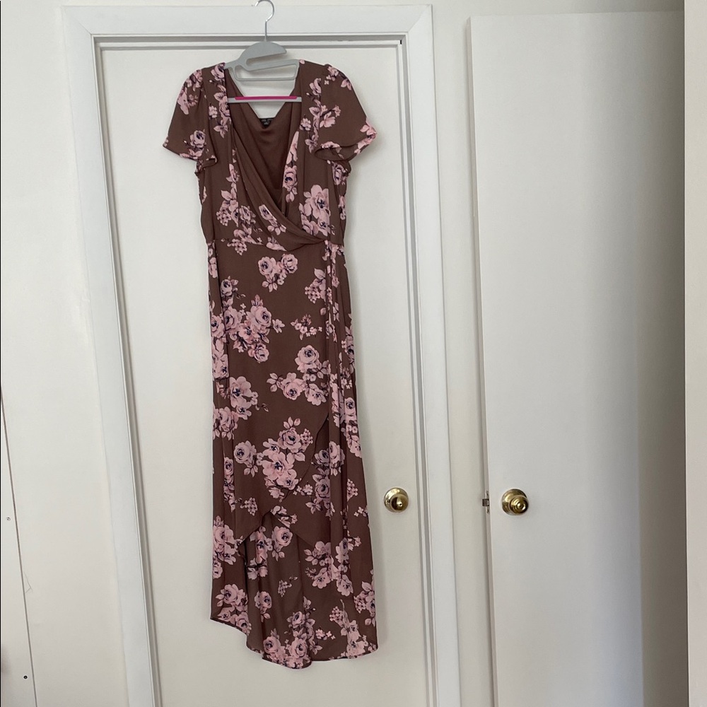 Lily Rose Brown and Pink Floral Maxi Dress